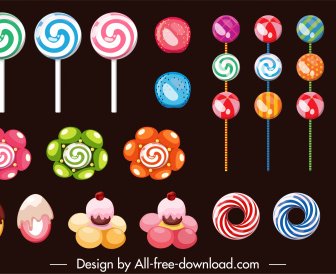 Süßigkeiten Symbole Bunte Formen Dekor