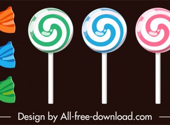 Candies Icons Multicolored Shapes Decor Flat Design