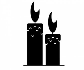 Candle Decorative Icon Dark Black White Silhouette Outline