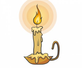 Cahaya Lilin Ikon Religius Sketsa Retro Handdrawn