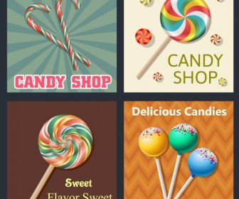 Candy Background Sets Multicolored Shiny Decor