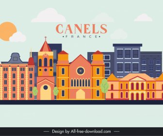 カネルズフランス広告バナーフラットエレガントな古典的な建築家の装飾