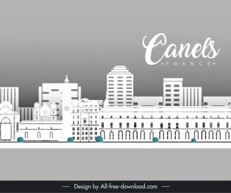 canels france poster template flat classical european architecture sketch