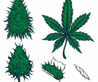 cannabis cigarette design elements classic handdrawn sketch