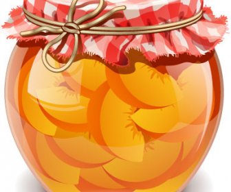 Canned Fruits In Glass Jars Vector