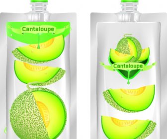 Cantaloupe Getränke Mit Packungsvektor 2