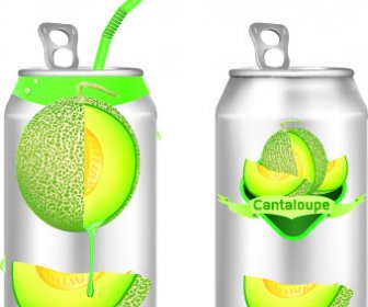 Cantaloupe Drinks With Packing Vector 3
