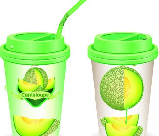 Cantaloupe Drinks With Packing Vector 4