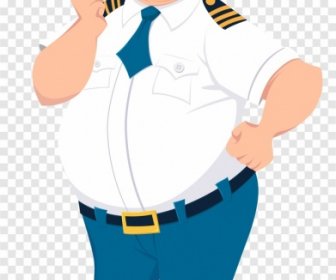 Captain Icon Colored Fat Man Cartoon Character