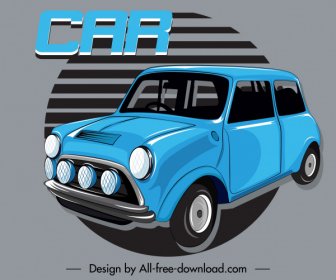 Banner Iklan Mobil Biru Desain Klasik 3D