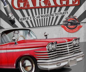 Car Posters Vintage Style Vector