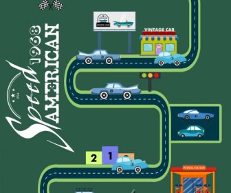 Auto Carrera Caligrafia Decoracion Publicidad Carretera De Curvas
