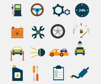 Car Symbol Icons Collection Isolated With Various Types