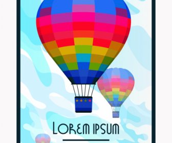 Card Background Hot Air Balloon Sketch Colorful Flat