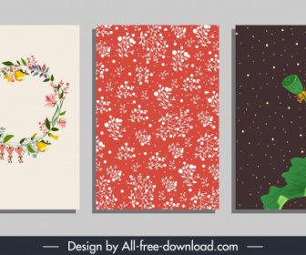 Card Background Templates Natural Wreath Lotus Floral Decor