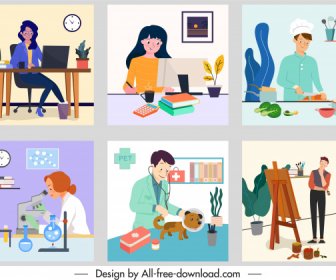 Careers Background Template Colored Cartoon Sketch