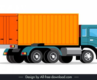 Cargo Truck Icon Moderner 3D-Umriss