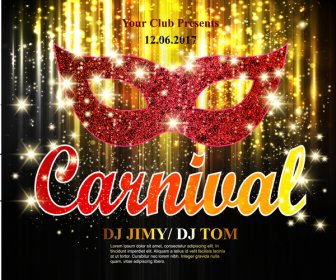 Carnival Banner Design With Mask On Bokeh Background