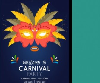 Karneval-Banner-Federn-Maske-Dekoration