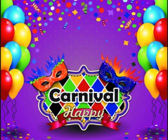 Carnival Night Background With Mask Vector