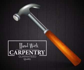 Carpentry Advertisement Hammer Icon Decoration 3d Dark Design