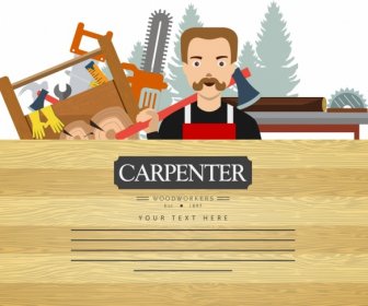 Carpentry Advertising Human Working Tools Wooden Background