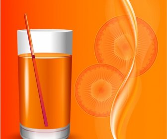 ニンジン ジュース広告デザイン オレンジ スライス ガラス アイコン