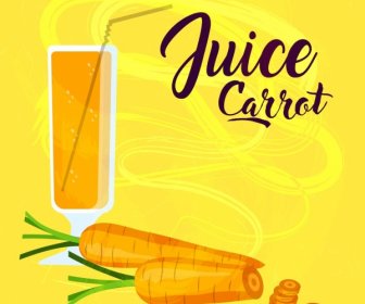胡蘿蔔汁廣告黃色復古設計