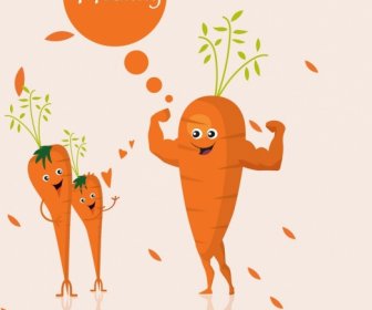 Carrot Promotion Banner Muscle Icon Cute Stylization
