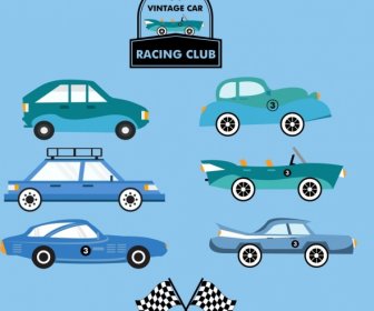 Cars Race Logo Design Elements Colored Flat Design