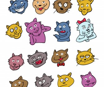 Cartoon Cats Face Emotion Collection