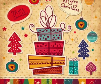 Cartoon Christmas New Year Cards Vector