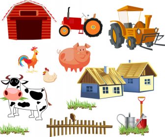 动画片农业工具和元素