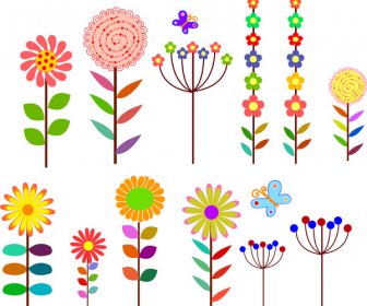 Cartoon Flowers Design Element