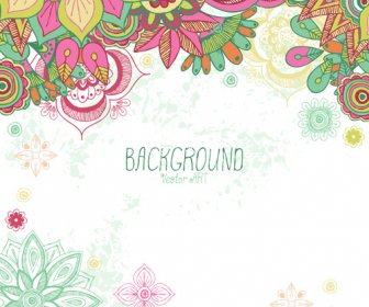 Cartoon Flowers With Grunge Background Vectors