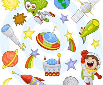Cartoon Outer Space Pattern Vector