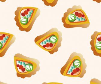 Cartoon Pizza Pattern Seamless Vectors