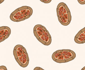 Cartoon-Pizza Muster Nahtlos Vektoren