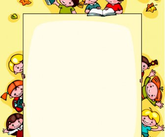 Cartoon School Children Cute Design Vector