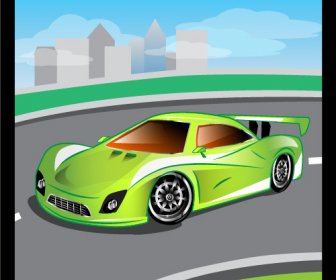 Kartun Mobil Sport Desain Vektor Set