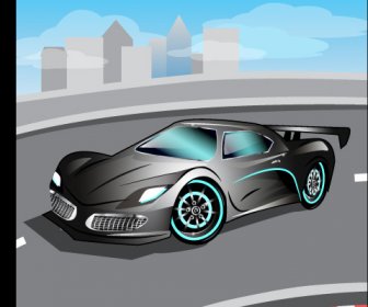 Kartun Mobil Sport Desain Vektor Set