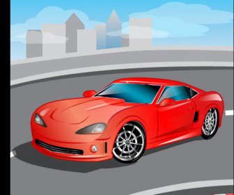 Kartun Mobil Sport Desain Vektor Set