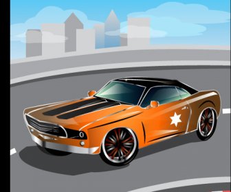 Kartun Mobil Sport Desain Vektor Set