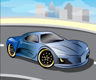 Kartun Mobil Sport Desain Vektor Set