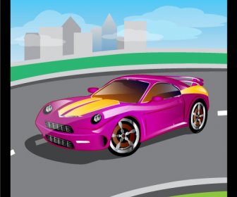 Kartun Mobil Sport Desain Vektor Set