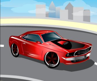 Kartun Mobil Sport Desain Vektor Set