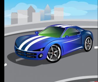 Kartun Mobil Sport Desain Vektor Set