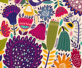 Kartun Musim Semi Tropis Pola Latar Belakang