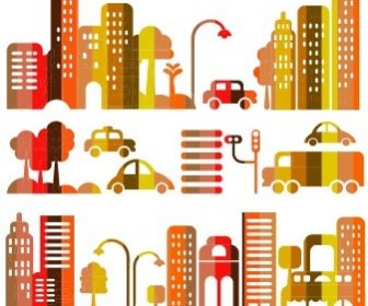 Проектирование зданий города мультфильм векторная графика