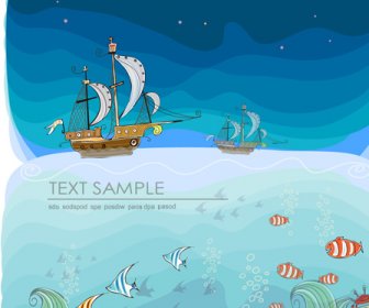 Kartun Tema Tropis Latar Belakang Vektor